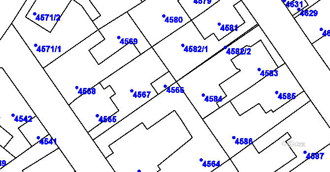 Parcela st. 4566 v KÚ Kladno, Katastrální mapa