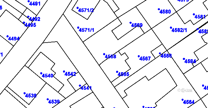 Parcela st. 4568 v KÚ Kladno, Katastrální mapa
