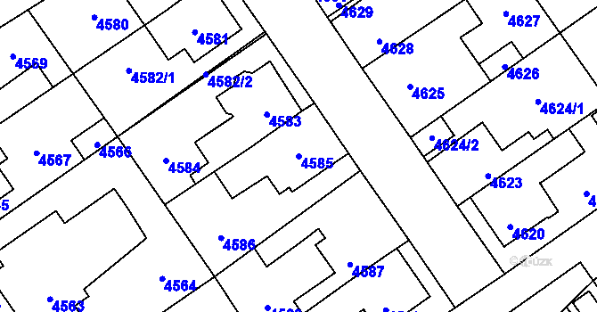 Parcela st. 4585 v KÚ Kladno, Katastrální mapa