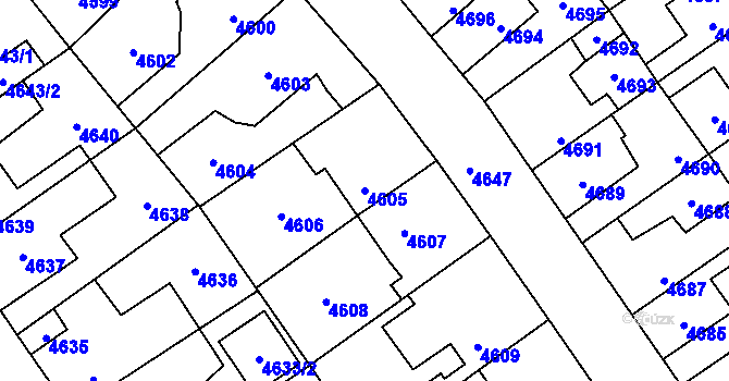 Parcela st. 4605 v KÚ Kladno, Katastrální mapa