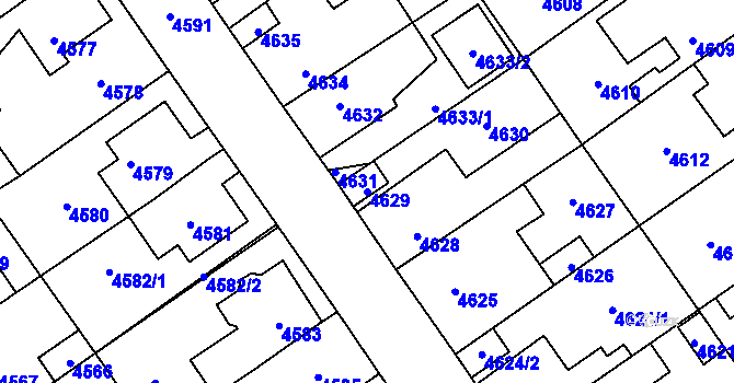 Parcela st. 4629 v KÚ Kladno, Katastrální mapa