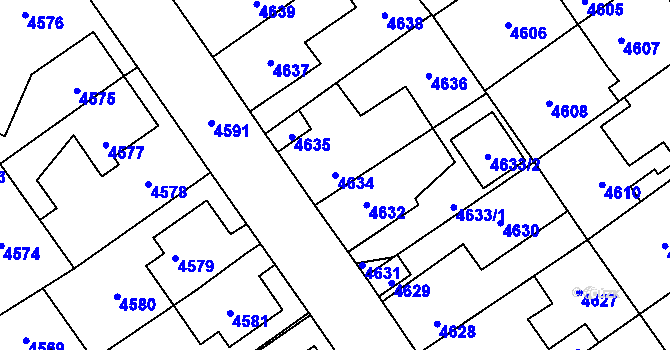 Parcela st. 4634 v KÚ Kladno, Katastrální mapa