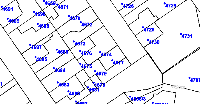 Parcela st. 4674 v KÚ Kladno, Katastrální mapa