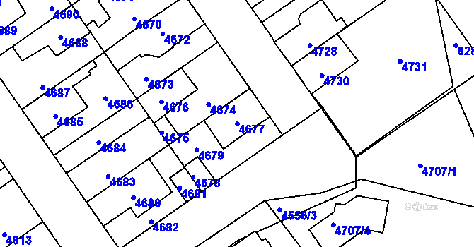 Parcela st. 4677 v KÚ Kladno, Katastrální mapa