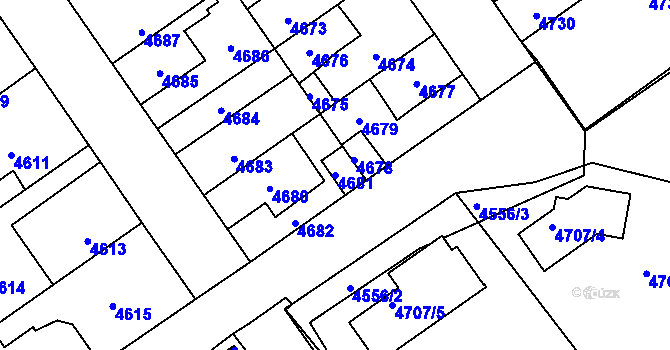 Parcela st. 4681 v KÚ Kladno, Katastrální mapa