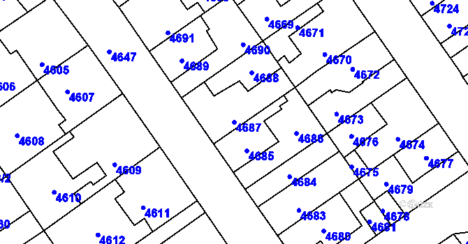 Parcela st. 4687 v KÚ Kladno, Katastrální mapa