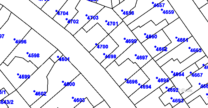 Parcela st. 4698 v KÚ Kladno, Katastrální mapa