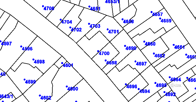 Parcela st. 4700 v KÚ Kladno, Katastrální mapa