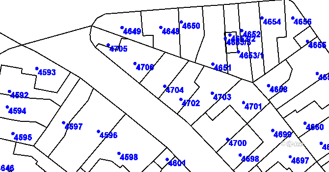 Parcela st. 4704 v KÚ Kladno, Katastrální mapa