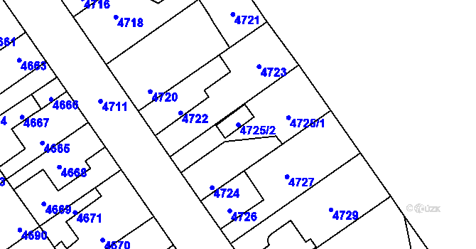 Parcela st. 4725/2 v KÚ Kladno, Katastrální mapa