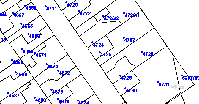 Parcela st. 4726 v KÚ Kladno, Katastrální mapa