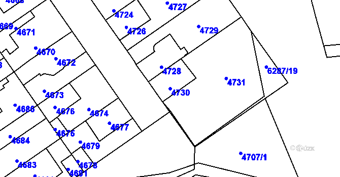 Parcela st. 4730 v KÚ Kladno, Katastrální mapa