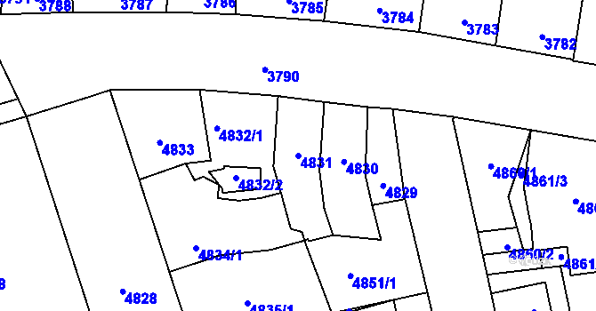 Parcela st. 4831 v KÚ Kladno, Katastrální mapa