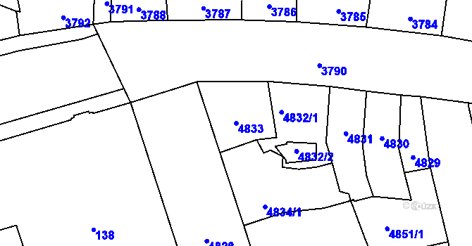 Parcela st. 4833 v KÚ Kladno, Katastrální mapa