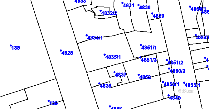 Parcela st. 4835/1 v KÚ Kladno, Katastrální mapa