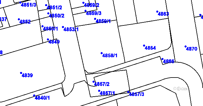 Parcela st. 4858/1 v KÚ Kladno, Katastrální mapa
