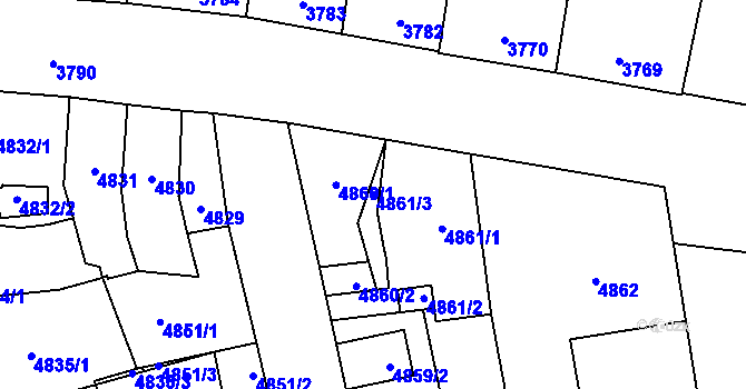 Parcela st. 4861/3 v KÚ Kladno, Katastrální mapa