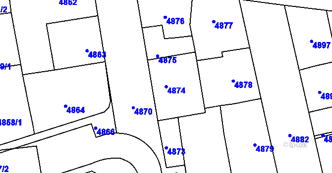 Parcela st. 4874 v KÚ Kladno, Katastrální mapa