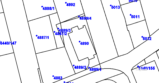 Parcela st. 4890 v KÚ Kladno, Katastrální mapa