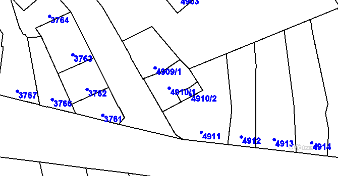 Parcela st. 4910/1 v KÚ Kladno, Katastrální mapa