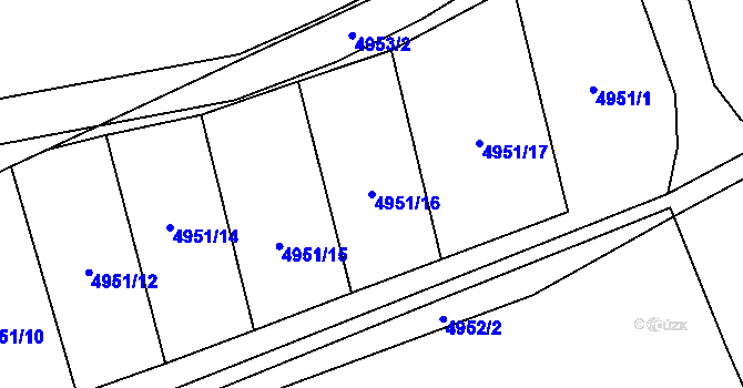 Parcela st. 4951/16 v KÚ Kladno, Katastrální mapa