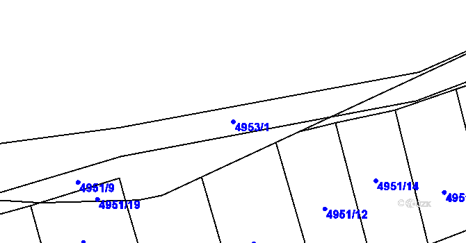 Parcela st. 4953/1 v KÚ Kladno, Katastrální mapa