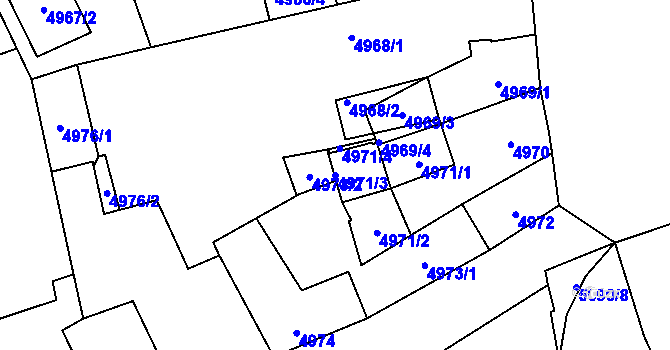 Parcela st. 4971/3 v KÚ Kladno, Katastrální mapa