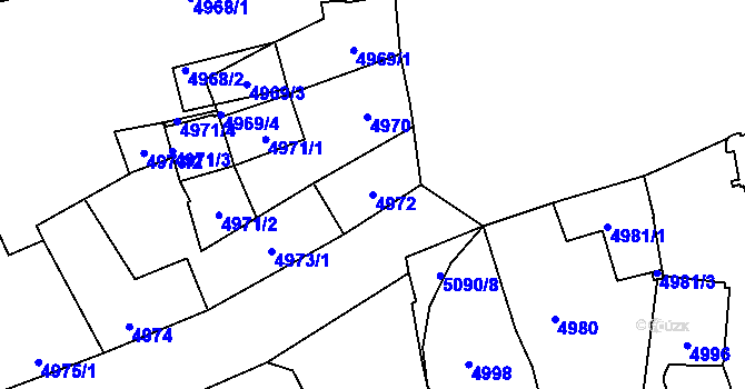 Parcela st. 4972 v KÚ Kladno, Katastrální mapa