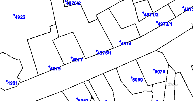 Parcela st. 4975/1 v KÚ Kladno, Katastrální mapa