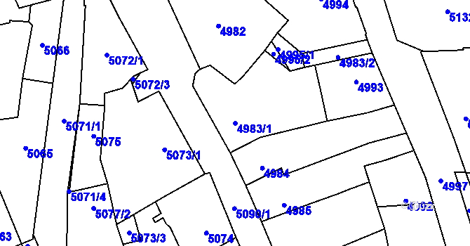 Parcela st. 4983/1 v KÚ Kladno, Katastrální mapa