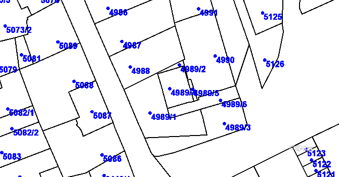 Parcela st. 4989/4 v KÚ Kladno, Katastrální mapa