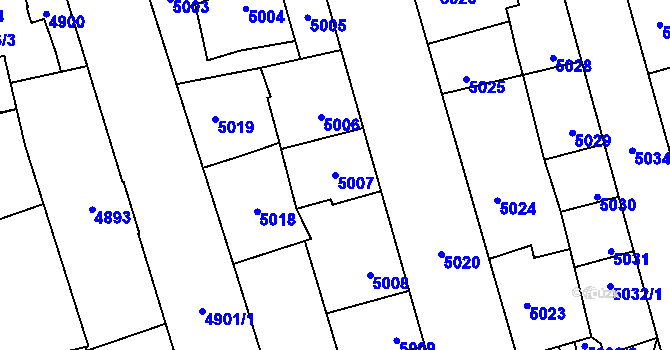 Parcela st. 5007 v KÚ Kladno, Katastrální mapa