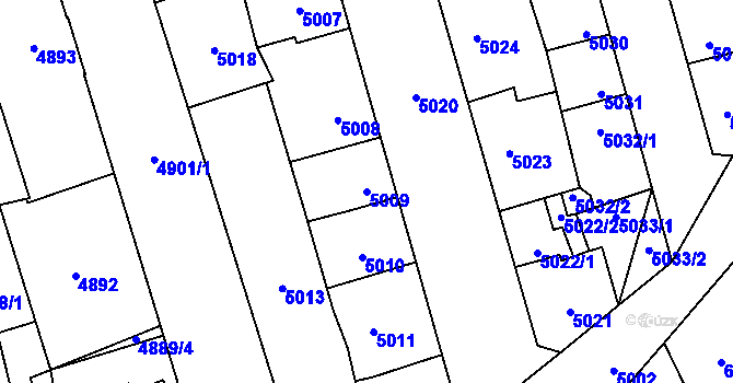 Parcela st. 5009 v KÚ Kladno, Katastrální mapa