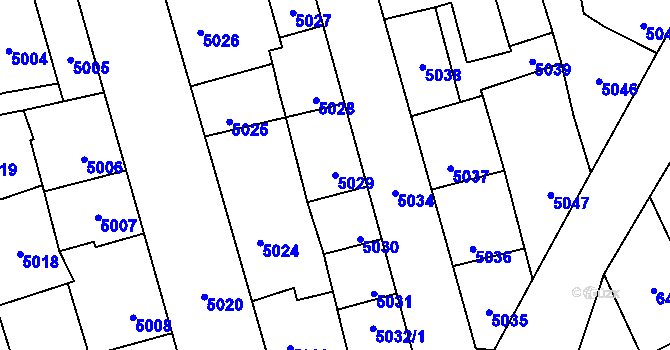 Parcela st. 5029 v KÚ Kladno, Katastrální mapa