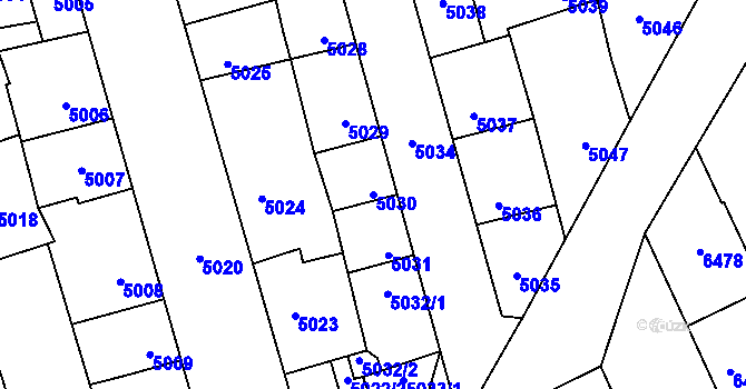 Parcela st. 5030 v KÚ Kladno, Katastrální mapa