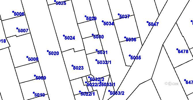 Parcela st. 5031 v KÚ Kladno, Katastrální mapa