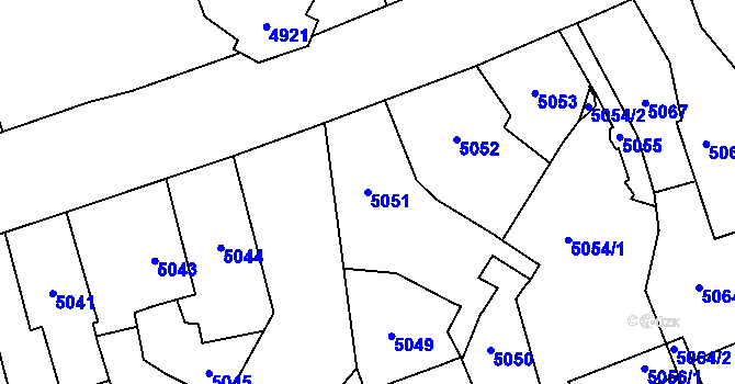 Parcela st. 5051 v KÚ Kladno, Katastrální mapa
