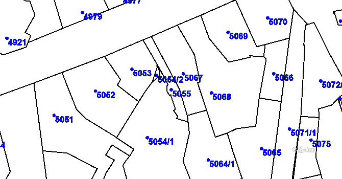 Parcela st. 5055 v KÚ Kladno, Katastrální mapa