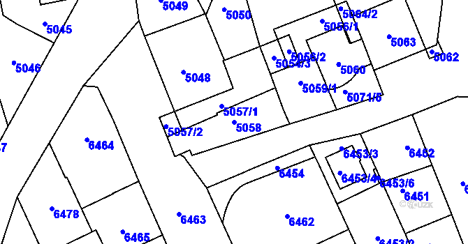 Parcela st. 5058 v KÚ Kladno, Katastrální mapa