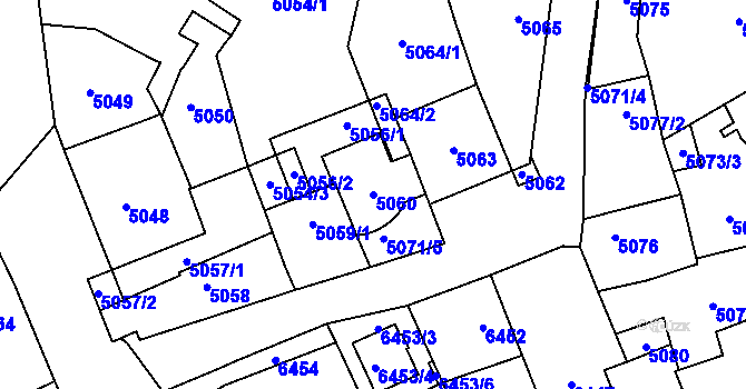 Parcela st. 5060 v KÚ Kladno, Katastrální mapa