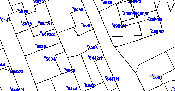 Parcela st. 5086 v KÚ Kladno, Katastrální mapa