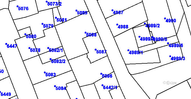 Parcela st. 5087 v KÚ Kladno, Katastrální mapa