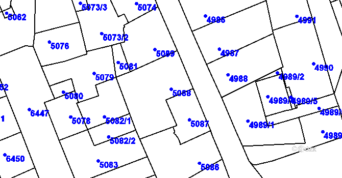 Parcela st. 5088 v KÚ Kladno, Katastrální mapa