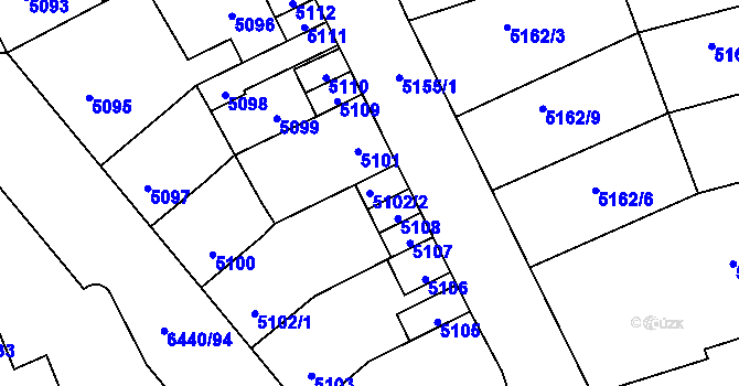 Parcela st. 5102/2 v KÚ Kladno, Katastrální mapa