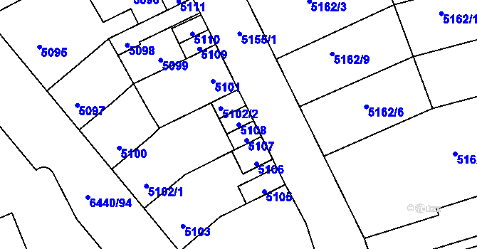 Parcela st. 5108 v KÚ Kladno, Katastrální mapa