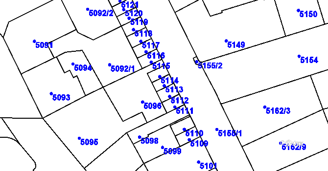 Parcela st. 5113 v KÚ Kladno, Katastrální mapa