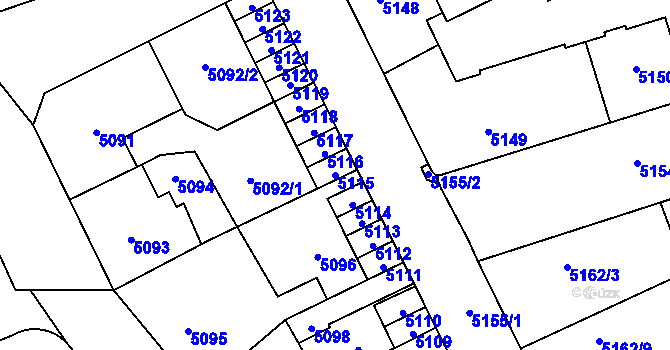 Parcela st. 5115 v KÚ Kladno, Katastrální mapa