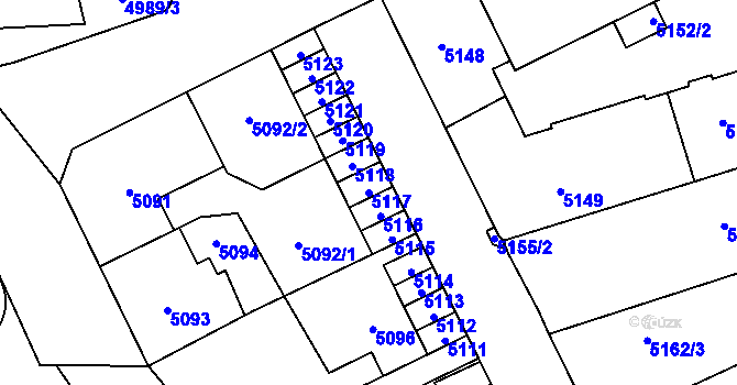 Parcela st. 5117 v KÚ Kladno, Katastrální mapa