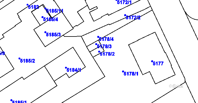 Parcela st. 5178/2 v KÚ Kladno, Katastrální mapa