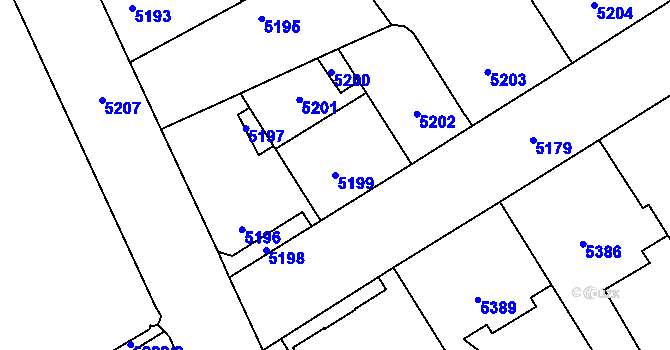 Parcela st. 5199 v KÚ Kladno, Katastrální mapa